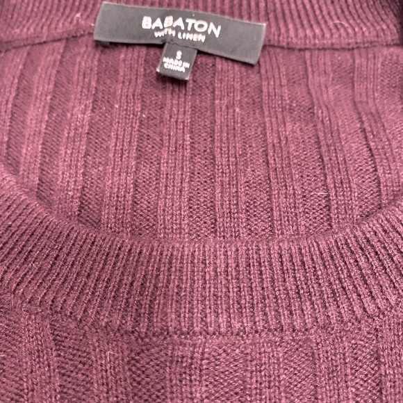 Babaton Cropped Burgundy Wool Ribbed Knit Sweater Size S - Picture 5 of 6